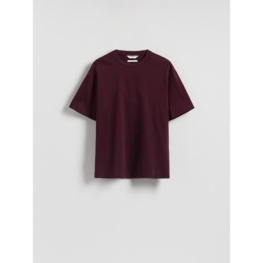 Reserved - T-shirt boxy z merceryzowanej bawełny - brązowy Reserved S Reserved