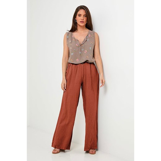 Rodier Lin Lniane spodnie w kolorze brązowym Rodier Lin S/M wyprzedaż Limango Polska