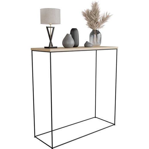 Modernistyczna konsola do przedpokoju dąb lancelot + czarny  F6-T05 ze sklepu Edinos.pl w kategorii Konsole - zdjęcie 184886820