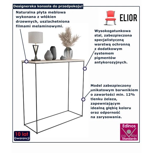 Konsola do przedpokoju dąb sonoma + czarny - Irix 4X Elior One Size wyprzedaż Edinos.pl