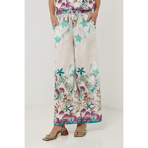 Lin Passion Spodnie w kolorze kremowym ze wzorem ze sklepu Limango Polska w kategorii Spodnie damskie - zdjęcie 184888523