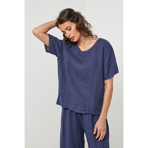 Lin Passion Lniana bluzka w kolorze granatowym Lin Passion 40/42 wyprzedaż Limango Polska