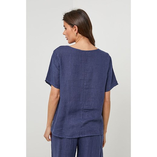 Lin Passion Lniana bluzka w kolorze granatowym Lin Passion 40/42 okazja Limango Polska