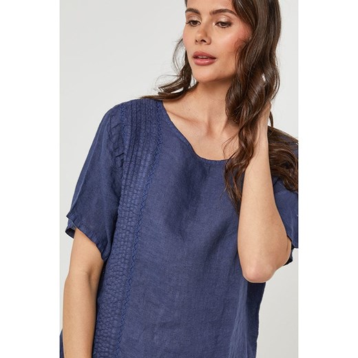 Lin Passion Lniana bluzka w kolorze granatowym Lin Passion 40/42 wyprzedaż Limango Polska