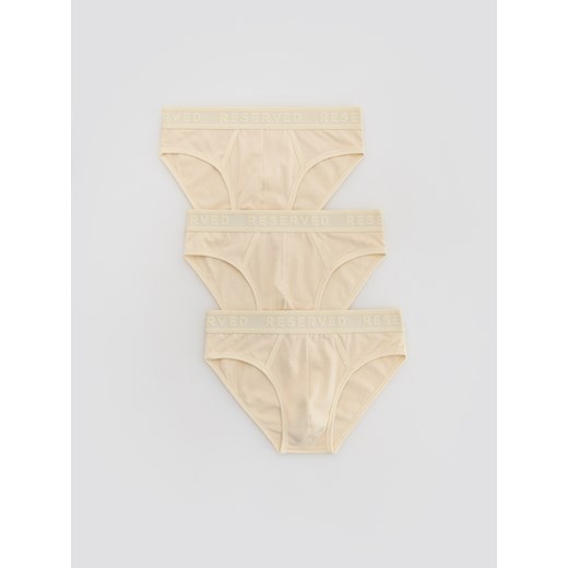 Reserved - Bawełniane slipy 3 pack - kremowy ze sklepu Reserved w kategorii Majtki męskie - zdjęcie 184889032