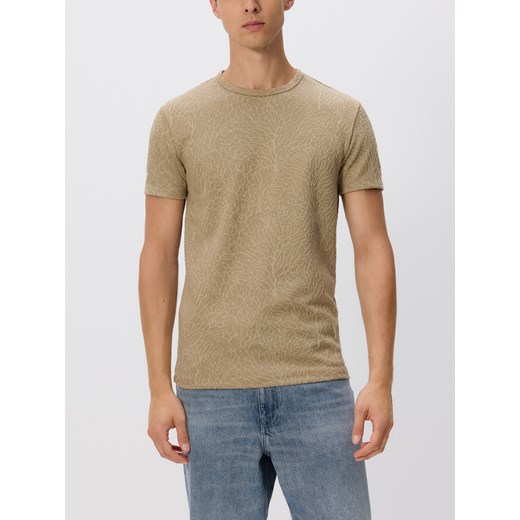 Reserved - Strukturalny t-shirt slim - beżowy ze sklepu Reserved w kategorii T-shirty męskie - zdjęcie 184889314