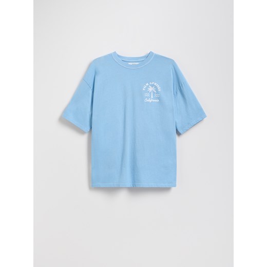 Reserved - Bawełniany t-shirt - jasnoturkusowy ze sklepu Reserved w kategorii T-shirty chłopięce - zdjęcie 184889453