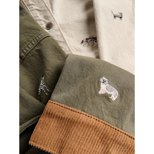 Reserved - Jeansowa kurtka z haftem - zielony Reserved XS Reserved