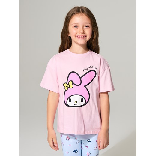 Sinsay - Bawełniana koszulka z krótkim rękawem Hello Kitty - wielobarwny Sinsay 134 (8-9 l) Sinsay