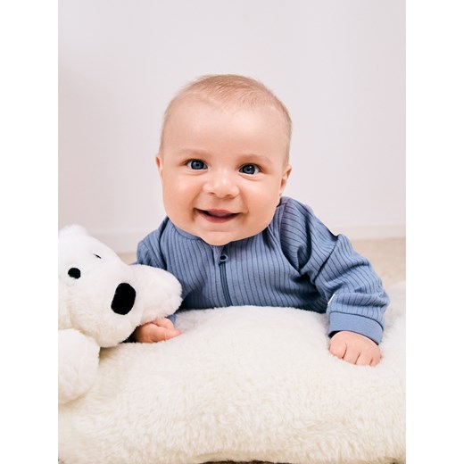 Sinsay - Pajacyk z prążkowanej dzianiny 3 pack - błękitny Sinsay 68 (3-6 m) Sinsay