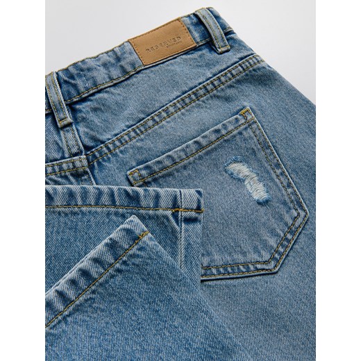 Reserved - Jeansy wide leg z przetarciami - niebieski Reserved 122 (6-7 lat) Reserved