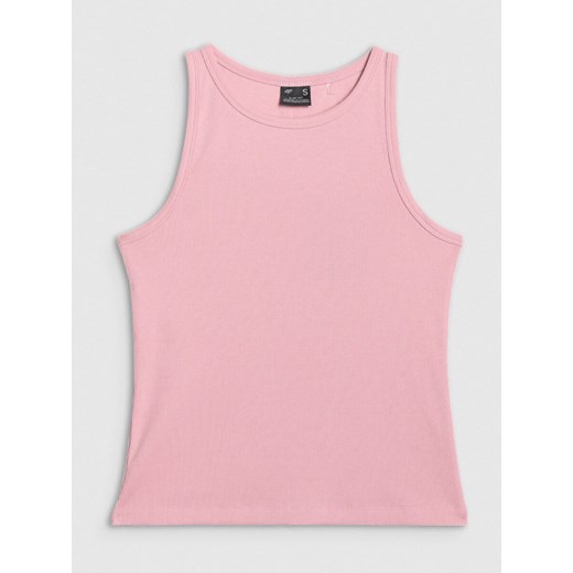 Damski top basic 4F 4FWMM00TSLEF132 - różowy ze sklepu Sportstylestory.com w kategorii Bluzki damskie - zdjęcie 184891332