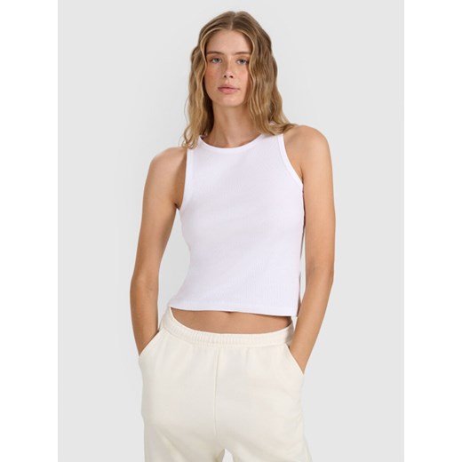 Damski top basic 4F 4FWMM00TSLEF132 - biały ze sklepu Sportstylestory.com w kategorii Bluzki damskie - zdjęcie 184891342