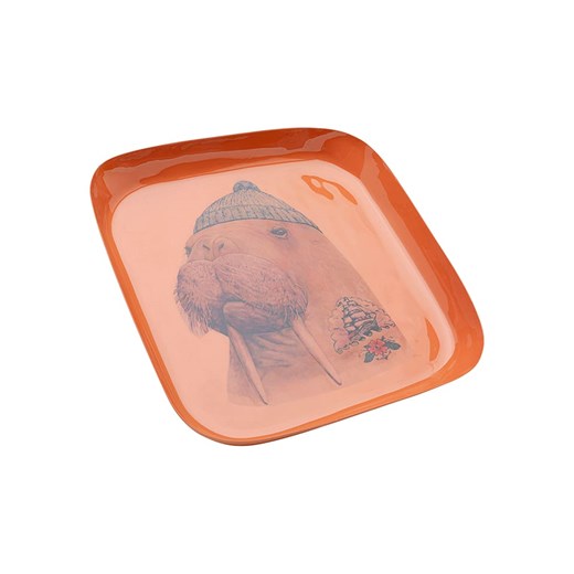 Kare Taca &quot;Ego Walrus&quot; w kolorze pomarańczowym - 21 x 21 cm ze sklepu Limango Polska w kategorii Misy i tace dekoracyjne - zdjęcie 184891851