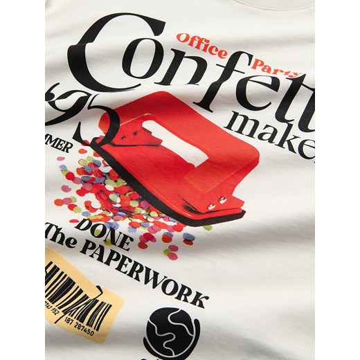 Reserved - Bawełniany t-shirt z nadrukiem - biały Reserved 170 (13-14 lat) Reserved