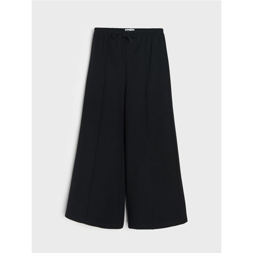 Sinsay - Spodnie wide leg z ozdobnymi przeszyciami - czarny Sinsay 164 (13-14 l) Sinsay