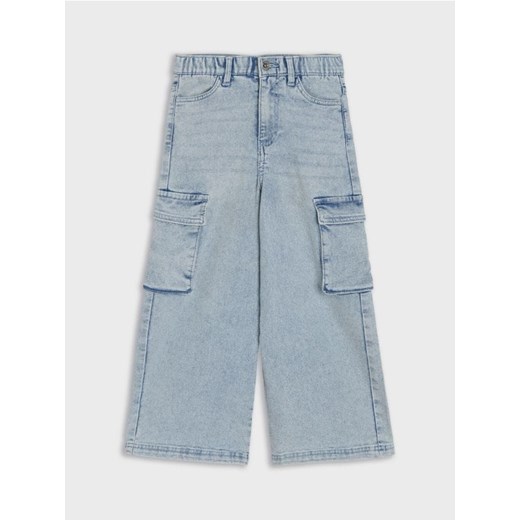 Sinsay - Jeansy wide leg cargo - niebieski Sinsay 116 (5-6 l) Sinsay