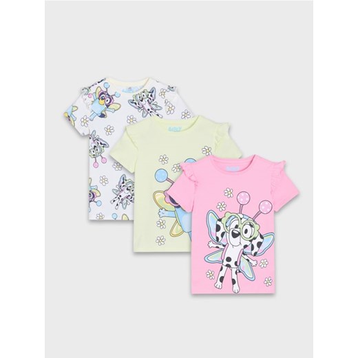 Sinsay - Koszulki z ozdobnymi falbanami 3 pack Bluey - wielobarwny ze sklepu Sinsay w kategorii Bluzki dziewczęce - zdjęcie 184904193