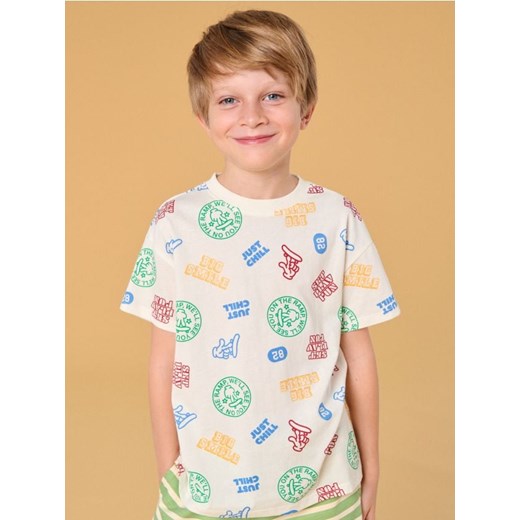 Sinsay - Koszulka - kremowy ze sklepu Sinsay w kategorii T-shirty chłopięce - zdjęcie 184904342