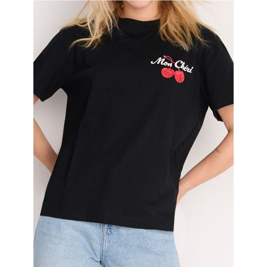 Sinsay - Koszulka z nadrukiem - czarny ze sklepu Sinsay w kategorii Bluzki damskie - zdjęcie 184904343