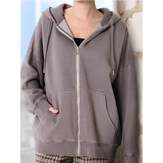 Sinsay - Bluza z kapturem z efektem sprania - brązowy ze sklepu Sinsay w kategorii Bluzy damskie - zdjęcie 184904493