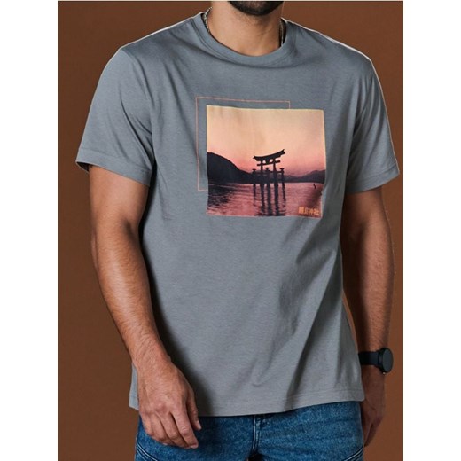 Sinsay - Koszulka z nadrukiem - szary ze sklepu Sinsay w kategorii T-shirty męskie - zdjęcie 184904652