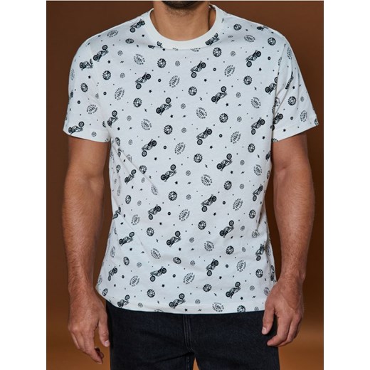 Sinsay - Koszulka z nadrukiem allover - kremowy ze sklepu Sinsay w kategorii T-shirty męskie - zdjęcie 184904662