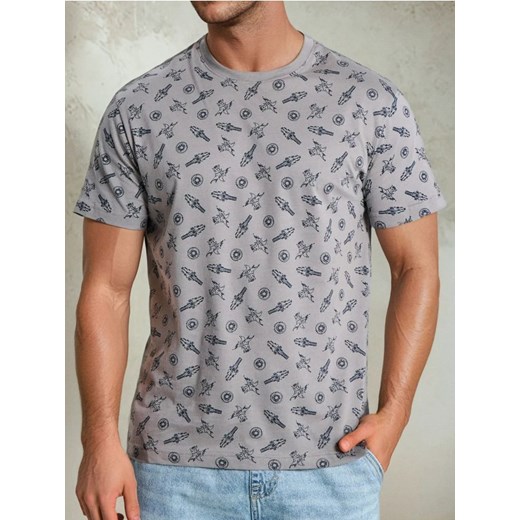 Sinsay - Koszulka z nadrukiem allover - szary ze sklepu Sinsay w kategorii T-shirty męskie - zdjęcie 184904664