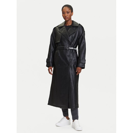 Karl Lagerfeld Jeans Płaszcz przejściowy A3W15047 Czarny Relaxed Fit ze sklepu MODIVO w kategorii Płaszcze damskie - zdjęcie 184906061