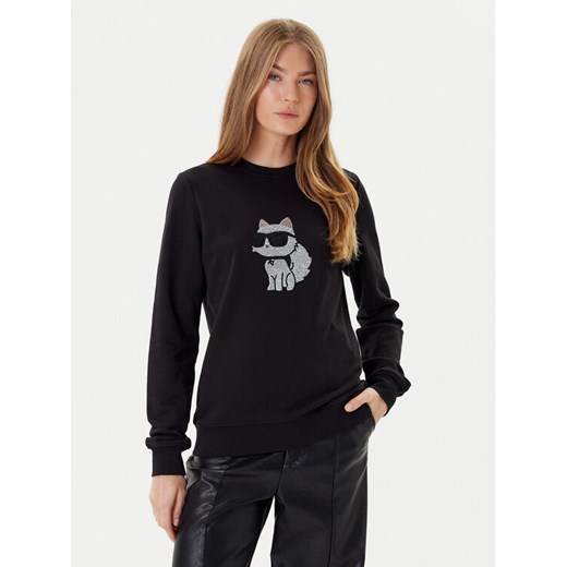 KARL LAGERFELD Bluza A3W20066 Czarny Regular Fit ze sklepu MODIVO w kategorii Bluzy damskie - zdjęcie 184906064