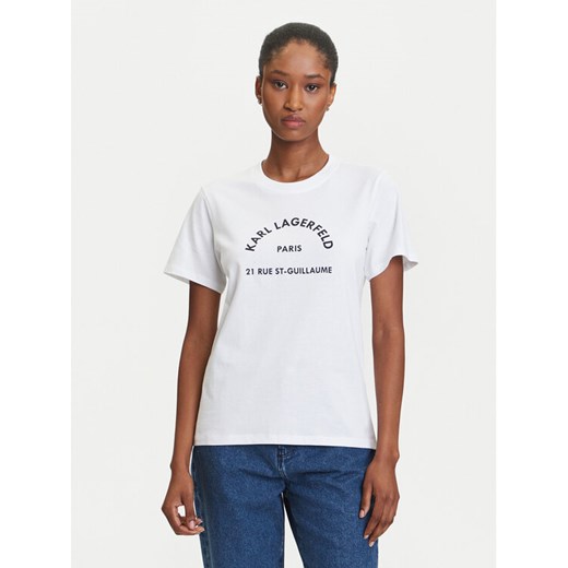 KARL LAGERFELD T-Shirt A3W17105 Biały Regular Fit ze sklepu MODIVO w kategorii Bluzki damskie - zdjęcie 184906091