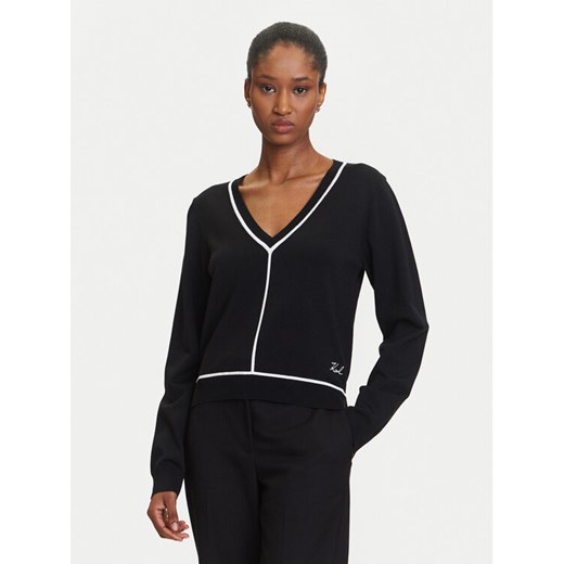KARL LAGERFELD Sweter A3W18023 Czarny Regular Fit ze sklepu MODIVO w kategorii Swetry damskie - zdjęcie 184906250