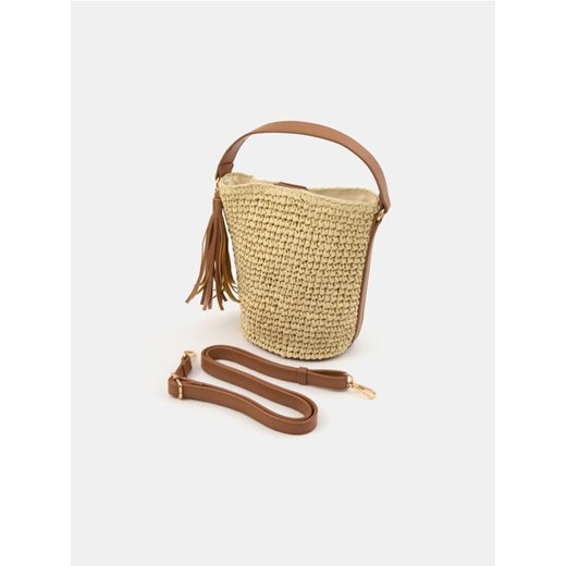 Sinsay - Pleciona torebka bucket - kremowy ze sklepu Sinsay w kategorii Torby letnie - zdjęcie 184915382