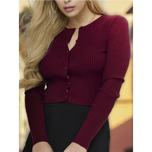 Sinsay - Lekki kardigan w prążek - bordowy ze sklepu Sinsay w kategorii Swetry damskie - zdjęcie 184915514