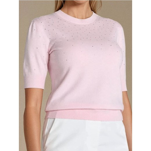 Sinsay - Bluzka swetrowa z ozdobnymi kryształkami - różowy Sinsay L Sinsay okazja