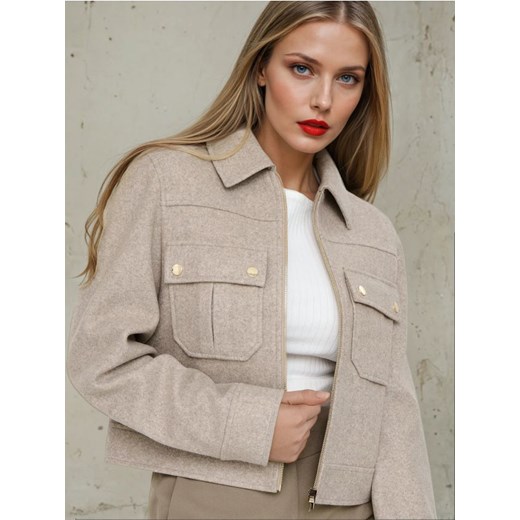 Sinsay - Lekka kurtka z kołnierzykiem - beżowy ze sklepu Sinsay w kategorii Kurtki damskie - zdjęcie 184915582