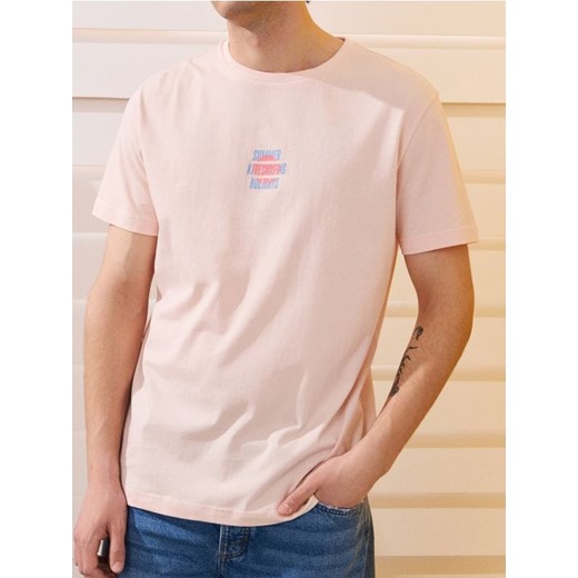 Sinsay - Bawełniana koszulka - różowy ze sklepu Sinsay w kategorii T-shirty męskie - zdjęcie 184915950