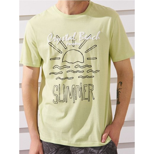 Sinsay - Koszulka z letnim motywem - zielony ze sklepu Sinsay w kategorii T-shirty męskie - zdjęcie 184915971