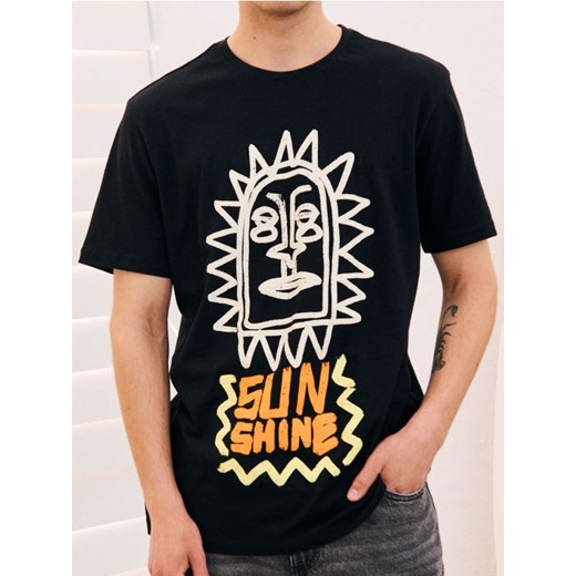 Sinsay - Koszulka z nadrukiem - czarny ze sklepu Sinsay w kategorii T-shirty męskie - zdjęcie 184915973