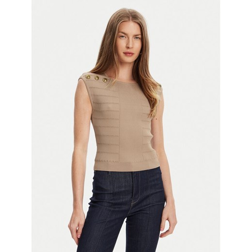 Guess Bluzka W5YR12 Z0130 Brązowy Regular Fit ze sklepu MODIVO w kategorii Bluzki damskie - zdjęcie 184920973