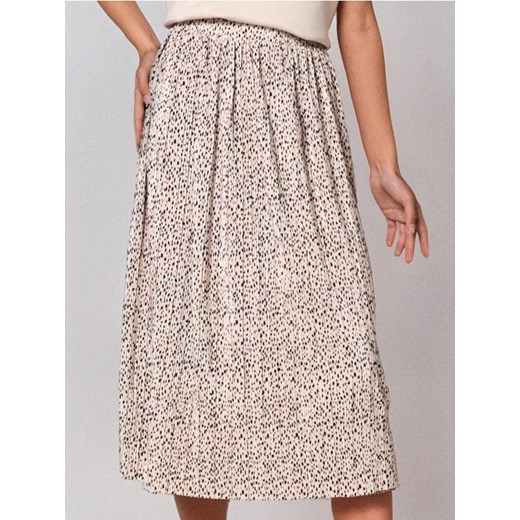 Sinsay - Plisowana spódnica midi w delikatny print - kremowy ze sklepu Sinsay w kategorii Spódnice - zdjęcie 184923603