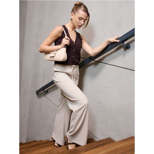 Sinsay - Spodnie wide leg - kremowy Sinsay S okazyjna cena Sinsay