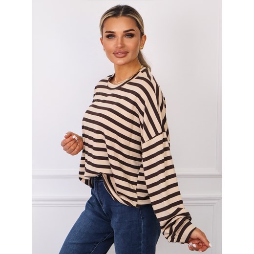 BLUZKA OVERSIZE W PASKI- CAPPUCCINO Olika uniwersalny olika.com.pl