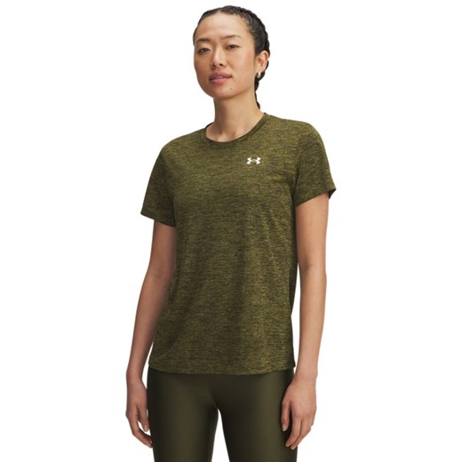 Damska koszulka treningowa Under Armour Tech SSC- Twist - khaki ze sklepu Sportstylestory.com w kategorii Bluzki damskie - zdjęcie 184924682