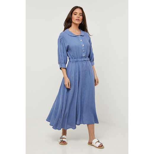 Rodier Lin Lniana sukienka w kolorze błękitnym ze sklepu Limango Polska w kategorii Sukienki - zdjęcie 184926672