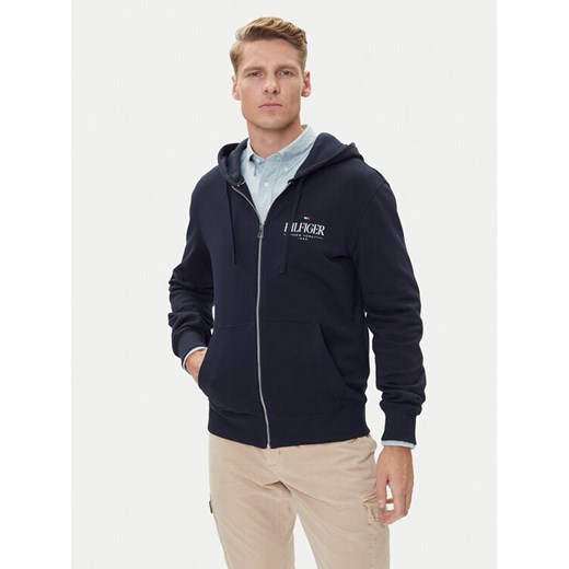 Tommy Hilfiger Bluza Stacked MW0MW39375 Granatowy Regular Fit ze sklepu MODIVO w kategorii Bluzy męskie - zdjęcie 184928191