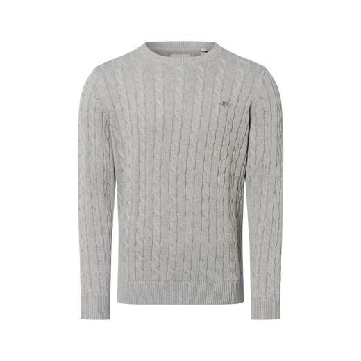 Gant Sweter męski Mężczyźni Bawełna srebrny jednolity ze sklepu vangraaf w kategorii Swetry męskie - zdjęcie 184928930