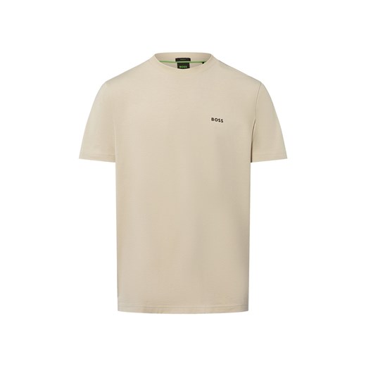 BOSS Green Koszulka męska - Tee Mężczyźni Bawełna beżowy jednolity ze sklepu vangraaf w kategorii T-shirty męskie - zdjęcie 184928933