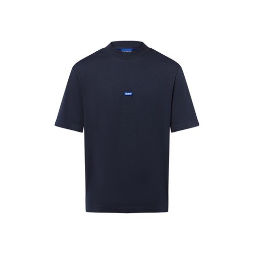 HUGO BLUE Koszulka męska - Nieros Mężczyźni Bawełna granatowy jednolity ze sklepu vangraaf w kategorii T-shirty męskie - zdjęcie 184928942