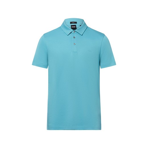 BOSS Męska koszulka polo - Palosh Mężczyźni Bawełna cyjan jednolity ze sklepu vangraaf w kategorii T-shirty męskie - zdjęcie 184928953